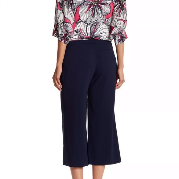 Trina Turk Pants Wide Leg Cropped Dark Indigo Sz 8 - Picture 3 of 5